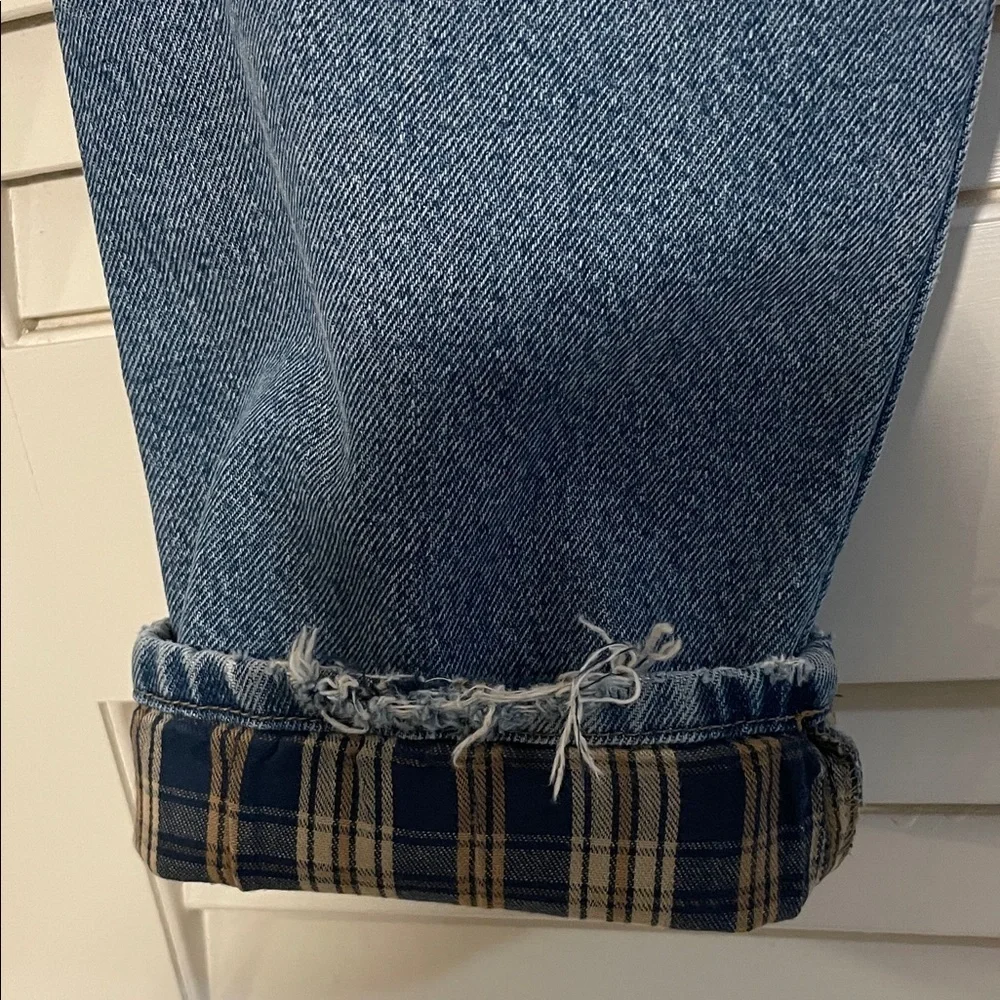 L.L. Bean Men's Relaxed Fit Distressed Flannel Underneath Denim Jeans